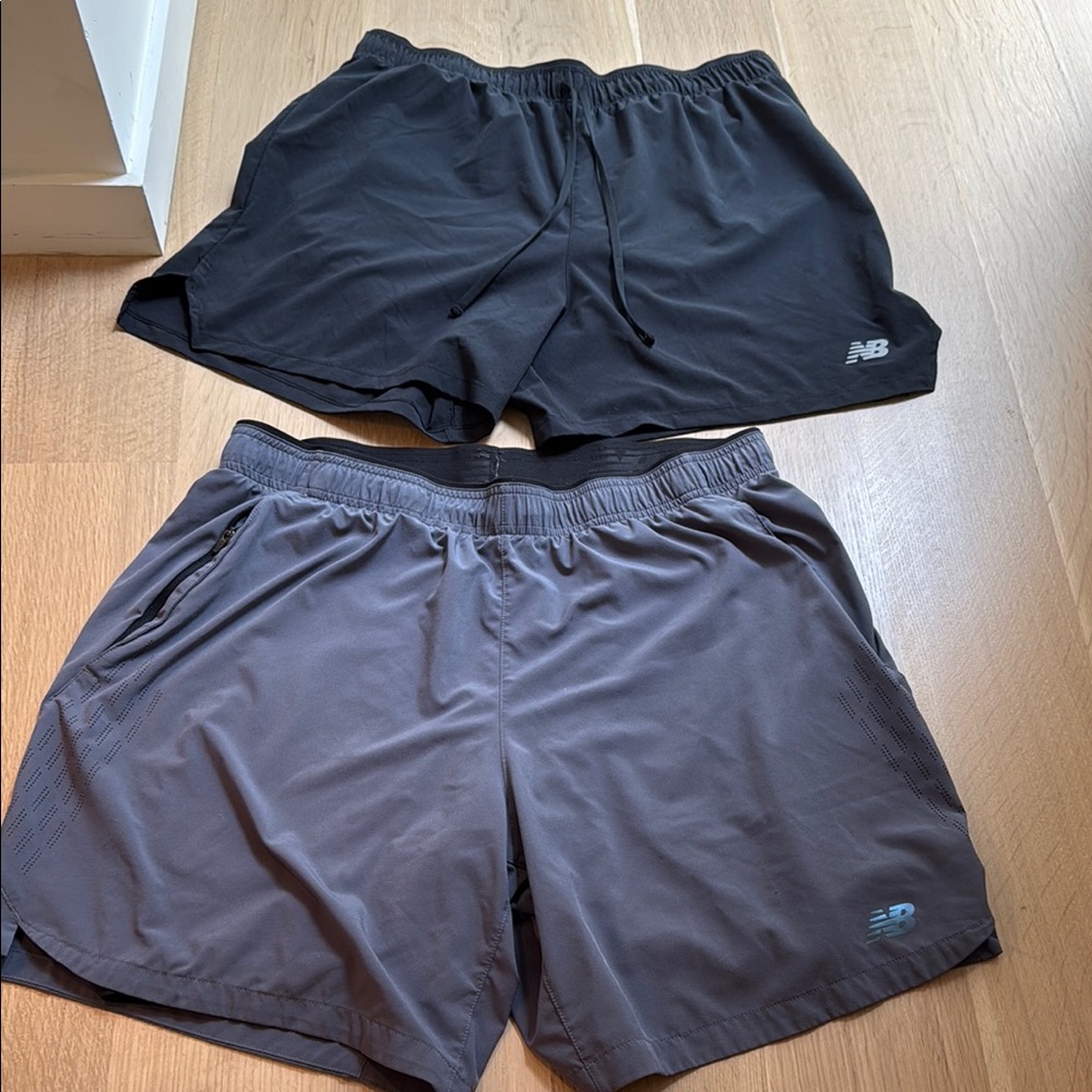 BUNDLE OF TWO NEW BALANCE Athletic Black and Gray Shorts with Elastic Waistband